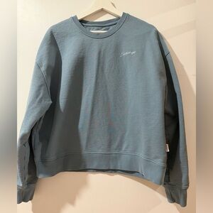 Saturdays NYC ditch script embroidered sweatshirt XL Light Blue Organic Cotton